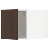 METOD kitchen cabinet, dark brown sinarp wood, paired with oak veneer front, snap hinges, rectangular.