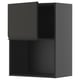 Dark grey wall-mounted kitchen cabinet with open door. Modern design, sturdy construction.