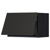 Black modern kitchen cabinet, rectangular, matt finish, wooden texture, one door.