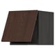 Brown oak cabinet, modern sleek design, solid wood edging.