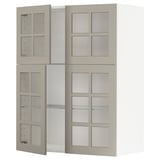 METOD kitchen units, beige, glass doors & shelves.