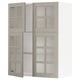 METOD kitchen units, beige, glass doors & shelves.