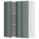 Modern wall cabinet in high-gloss grey-green with open door, featuring sleek design and adjustable shelf.
