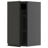Dark grey modern kitchen cabinet with minimalistic design and sleek matte black finish.
