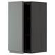 Modern kitchen cabinet in dark grey with grey door, square shape, minimalist design.