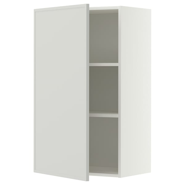 METOD Wall cabinet with shelves, white/Aspudden light grey, 60x100 cm