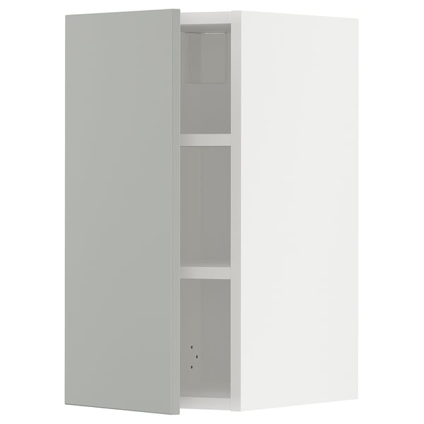 Modern grey wall-mounted cabinet. Part of ikeas METOD kitchen system for storage.