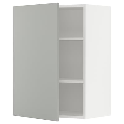White METOD cabinet, light grey, corner shape, simple design.
