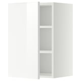 White modern kitchen cabinet, high gloss, corner shape.
