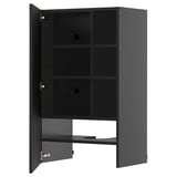 A dark gray METOD cabinet with adjustable shelves and reversible door.