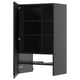 An open dark grey METOD cabinet with three adjustable shelves and a drawer. It has a sleek modern design with a matte black finish.
