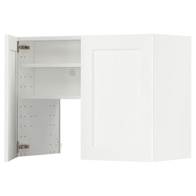 White METOD kitchen cabinet, modern design, adjustable shelves, left-side hinges.