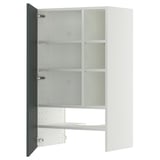 White METOD cabinet, modern design, three adjustable shelves, gray-green high-gloss door.