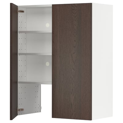 Modern METOD kitchen cabinet: dark brown wood, three shelves, adjustable, 25-year guarantee.