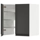 Modern black and white cabinet with adjustable shelves. Sleek, matte finish, metal hinges, rectangular shape.