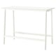 This image the MITTZON white high conference table with metal legs and footrests, ideal for sitting or standing meetings.