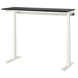 MITTZON desk. Black top, white legs. Stain-resistant surface, rectangular shape.