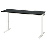 MITTZON black desk - sleek, adjustable height, white legs, contemporary design.