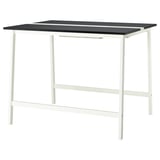MITTZON: modern, rectangular table with dark grey top, white legs, ash veneer, easy to clean.
