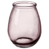Recycled glass vase, gray, rounded, with air bubbles, stable base.