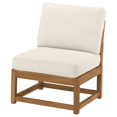 NÄMMARÖ Easy chair, outdoor, light brown stained/Frösön/Duvholmen beige