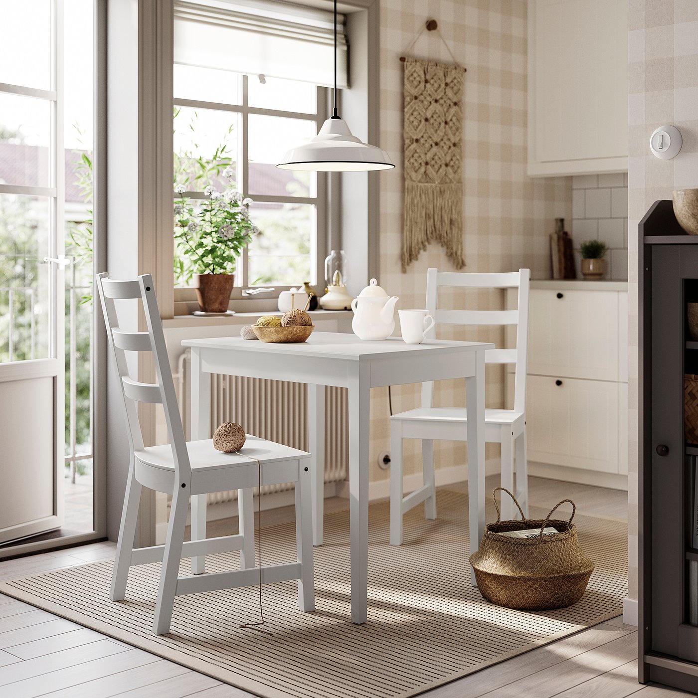 NÄSINGE NORDVIKEN table and chairs, white/white, 80x60 cm