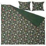 A dark green NÄSSELKLOCKA bedding set with floral patterns, cotton-viscose blend.