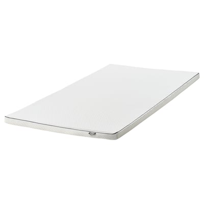 NÄSTABERG white mattress topper, memory foam, rectangular, washable cover with cool, warm sides.
