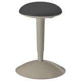 A modern, height-adjustable nylon stool, gray with a round seat and base, designed for active sitting.