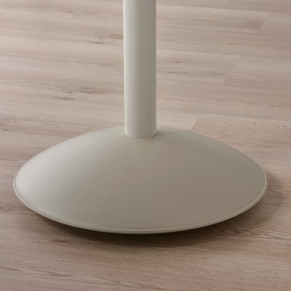 Modern chair base, sleek design. White metal finish, round base plate.