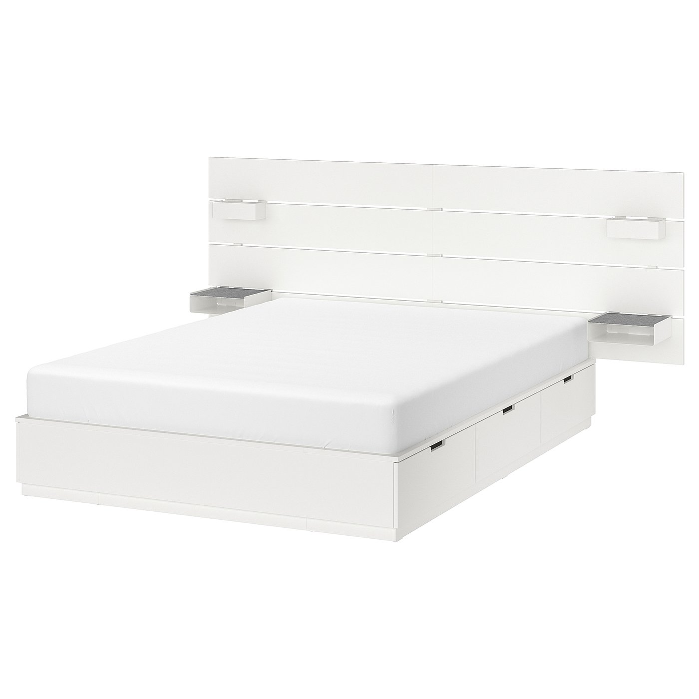 NORDLI Bed frame w storage and headboard, white, 160x200 cm IKEA Belgium