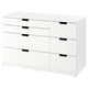 White NORDLI chest with six drawers, modern minimalist design.