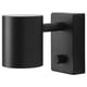 Black NYMÅNE wall lamp with adjustable round shade, matte finish.