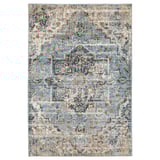 OVERLUND rug, blue and beige, rectangular, faded oriental design.
