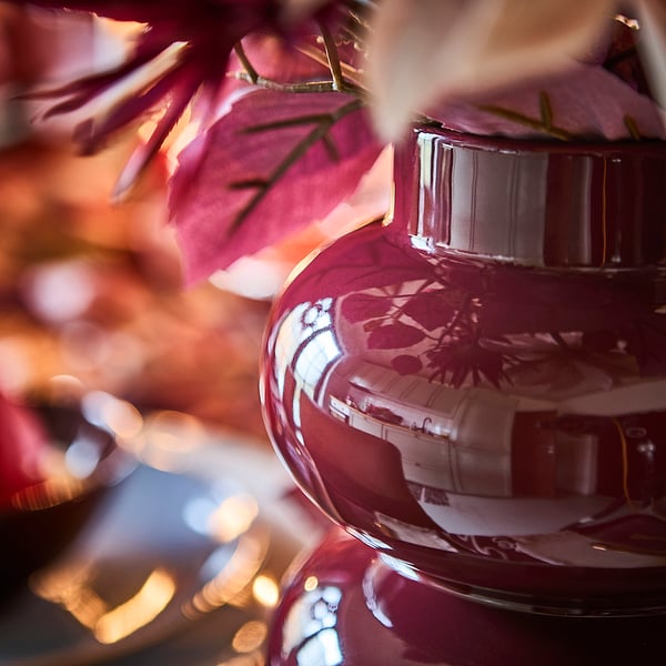 PÄRLHÄGG Vase, brown-red, 22 cm
