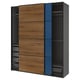 PAX / MEHAMN/AULI Wardrobe with sliding doors, dark grey black/double sided walnut, 200x66x236 cm