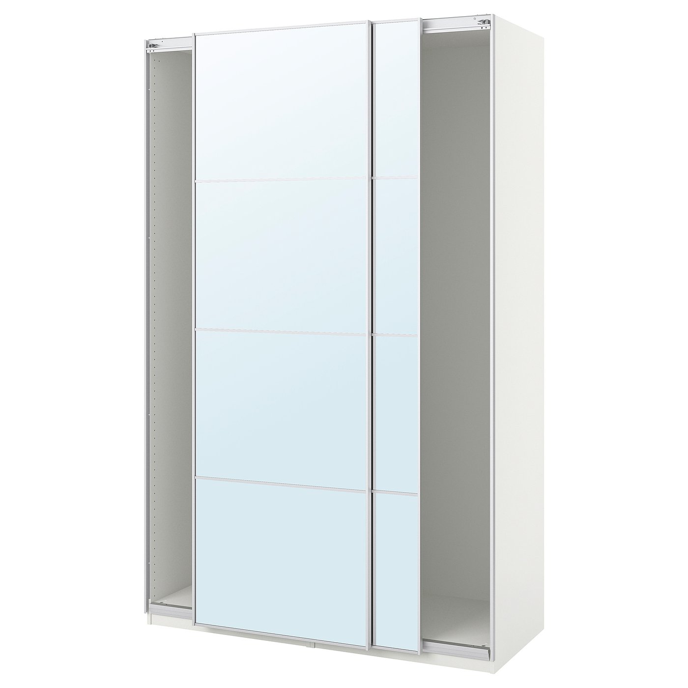 PAX Wardrobe with sliding doors, white/Auli mirror glass, 150x44x236 cm