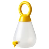 Yellow & white PILLERSTARR beverage jar with tap. Sleek, round shape; modern design for parties.