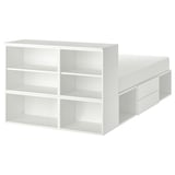 White PLATSA bed with storage, minimalist design.