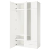 White PLATSA storage unit, modern, multifunctional, adjustable feet.