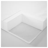 White padded rectangular storage box with mesh bottom and solid sides.