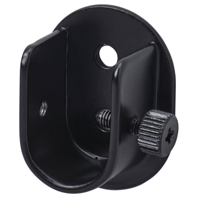 Black curtain rod bracket, adjustable ceiling mount.