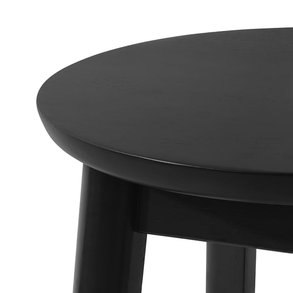Elegant black wooden stool with smooth, durable top and sturdy legs, highlighting fine craftsmanship.