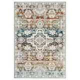 Randbol rug, grey-blue & beige, rectangular, intricate floral pattern, durable polypropylene.