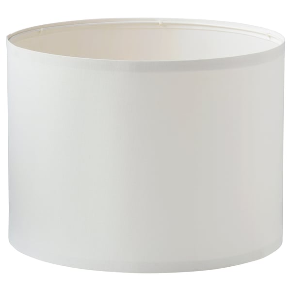 White cylindrical lamp shade. Simple modern design, made from pet plastic and steel.