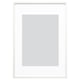 Option: White RÖDALM picture frame with grey mat, modern and versatile; can hang horizontally or vertically.
