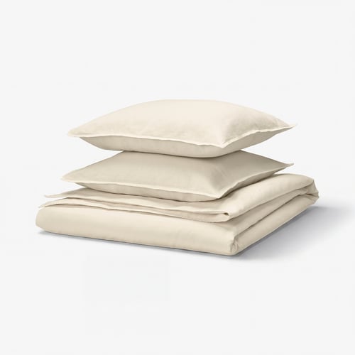RUNDHAGTORN Duvet cover and 2 pillowcases, beige, 240x220/50x60 cm
