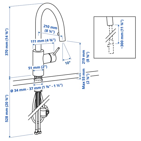 Illustration with measurements for the product: SALLSJÖN.