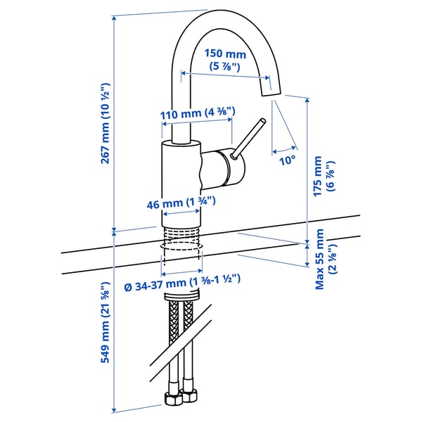 Illustration with measurements for the product: SALLSJÖN.