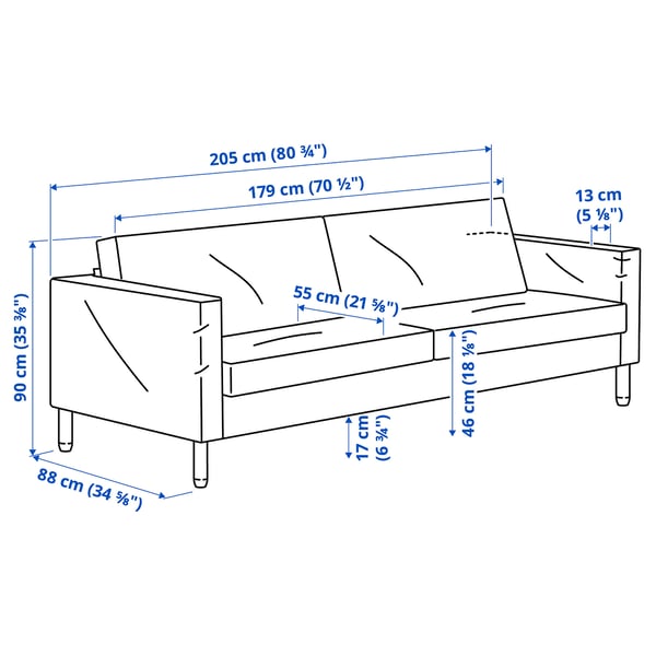 SALTSJÖBADEN 3-seat sofa, Vittangi light beige/white